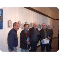 Jorge Sayagués, Óscar Ferrando,Gustavo Guadalupe, y el ganador del Primer Premio Montevideo Gerardo Farber